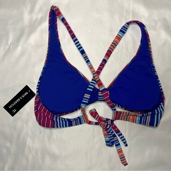 A.N.A. Multi Color Striped Cross Back Bikini Top - Picture 2 of 7